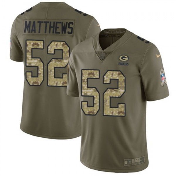 Nike Packers #52 Clay Matthews Olive/Camo Men's Stitched NFL Limited 2017 Salute To Service Jersey