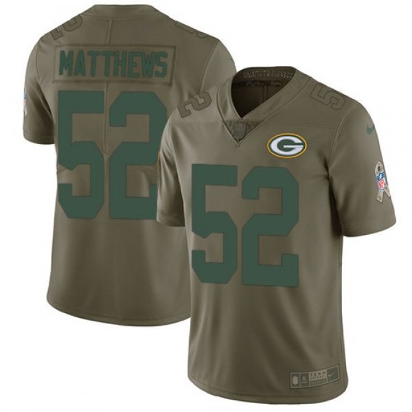 Nike Packers #52 Clay Matthews Olive Men's Stitched NFL Limited 2017 Salute To Service Jersey