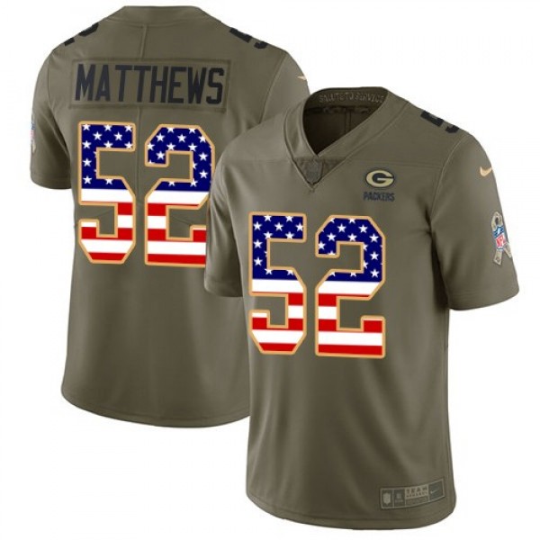 Nike Packers #52 Clay Matthews Olive/USA Flag Men's Stitched NFL Limited 2017 Salute To Service Jersey