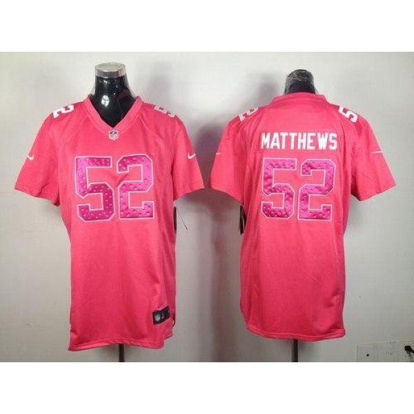 Women's Packers #52 Clay Matthews Pink Sweetheart Stitched NFL Elite Jersey