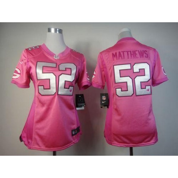 Women's Packers #52 Clay Matthews Pink Be Luv'd Stitched NFL Elite Jersey