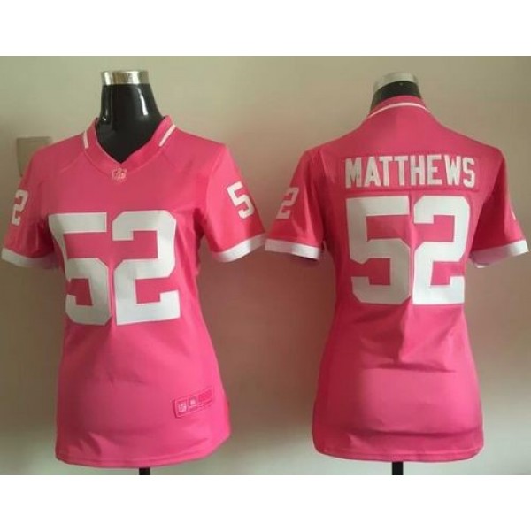 Women's Packers #52 Clay Matthews Pink Stitched NFL Elite Bubble Gum Jersey