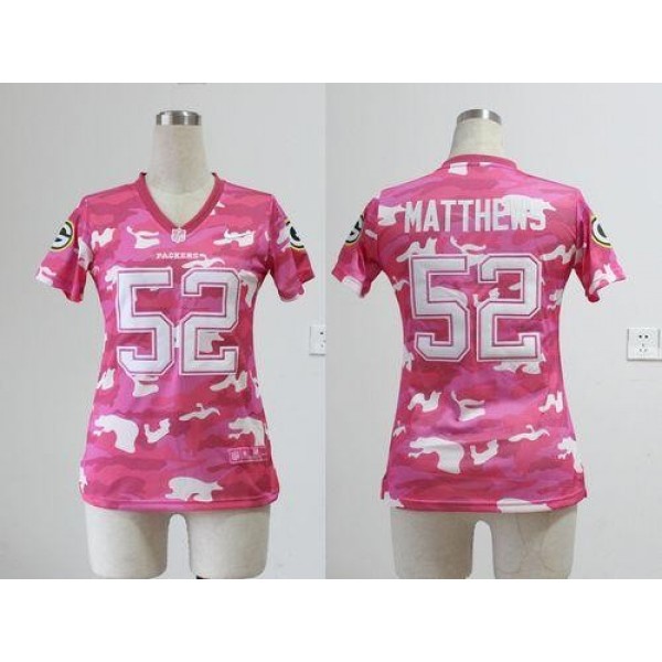 Women's Packers #52 Clay Matthews Pink Stitched NFL Elite Camo Jersey