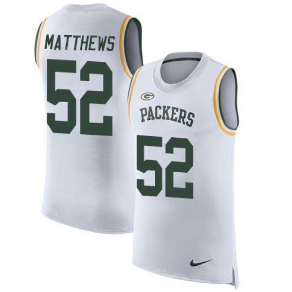 Nike Packers #52 Clay Matthews White Men's Stitched NFL Limited Rush Tank Top Jersey
