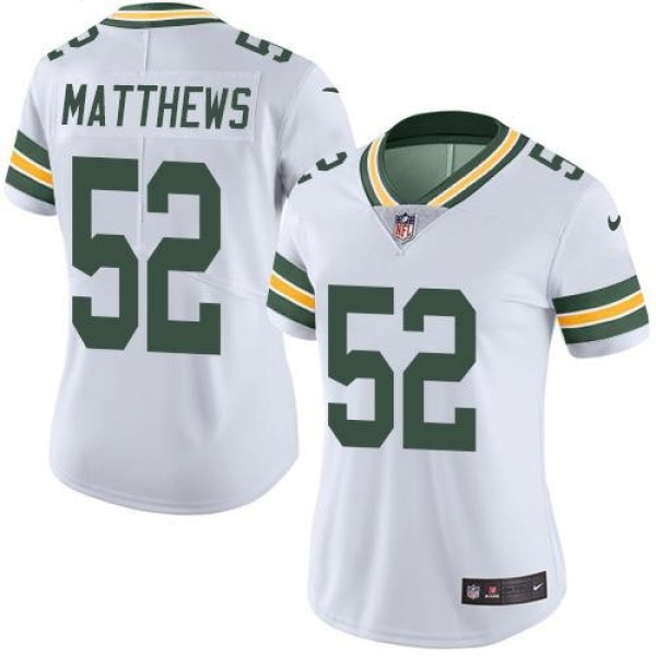 Women's Packers #52 Clay Matthews White Stitched NFL Vapor Untouchable Limited Jersey