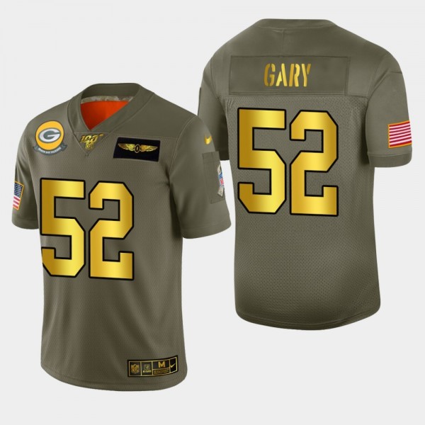 Nike Packers #52 Rashan Gary Men's Olive Gold 2019 Salute to Service NFL 100 Limited Jersey