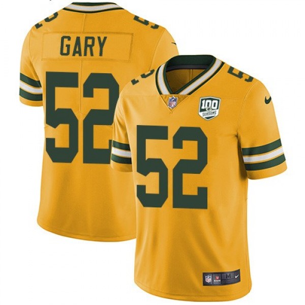 Nike Packers #52 Rashan Gary Yellow Men's 100th Season Stitched NFL Limited Rush Jersey