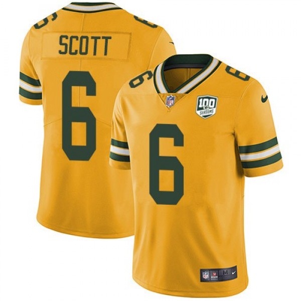 Nike Packers #6 JK Scott Yellow Men's 100th Season Stitched NFL Limited Rush Jersey
