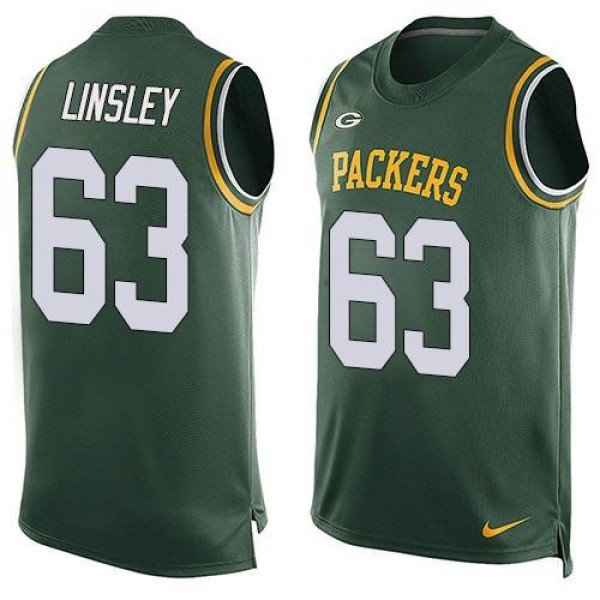 Nike Packers #63 Corey Linsley Green Team Color Men's Stitched NFL Limited Tank Top Jersey