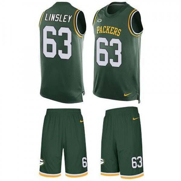 Nike Packers #63 Corey Linsley Green Team Color Men's Stitched NFL Limited Tank Top Suit Jersey