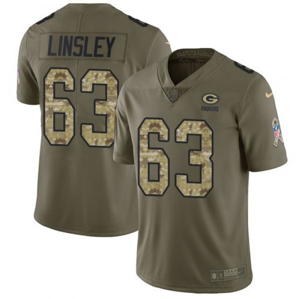 Nike Packers #63 Corey Linsley Olive/Camo Men's Stitched NFL Limited 2017 Salute To Service Jersey