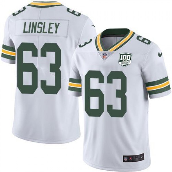 Nike Packers #63 Corey Linsley White Men's 100th Season Stitched NFL Vapor Untouchable Limited Jersey