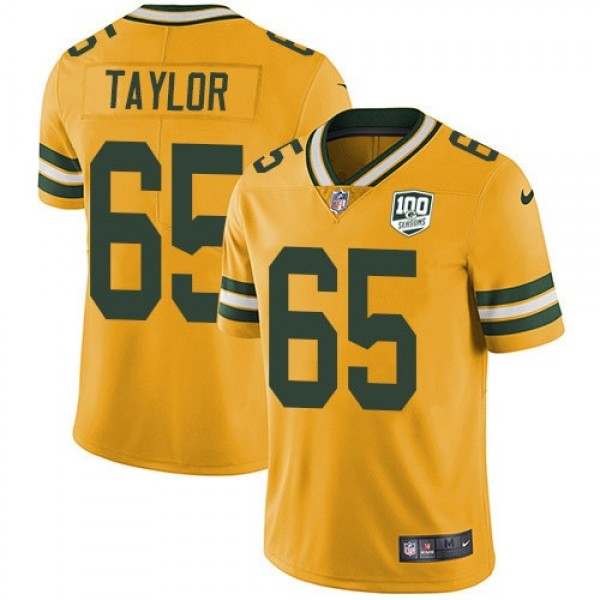 Nike Packers #65 Lane Taylor Yellow Men's 100th Season Stitched NFL Limited Rush Jersey