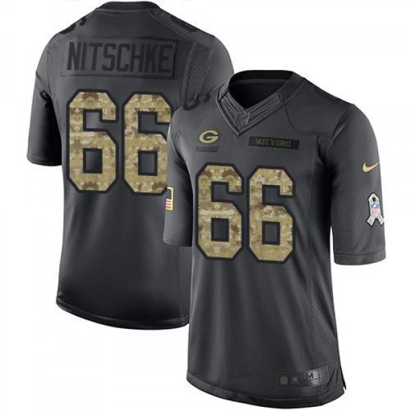 Nike Packers #66 Ray Nitschke Black Men's Stitched NFL Limited 2016 Salute To Service Jersey