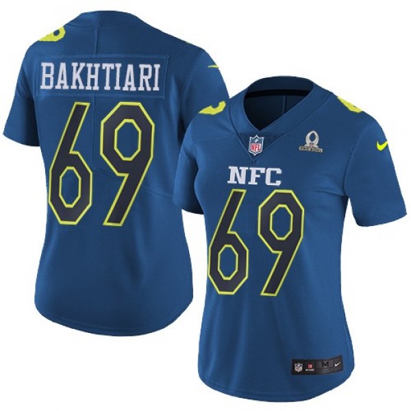 Women's Packers #69 David Bakhtiari Navy Stitched NFL Limited NFC 2017 Pro Bowl Jersey