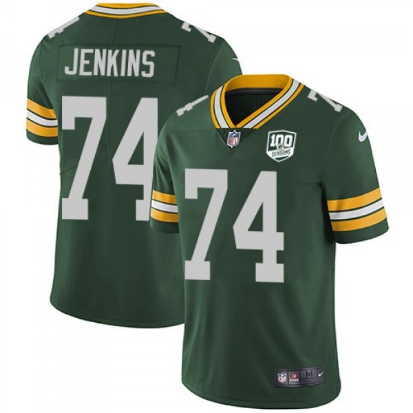 Nike Packers #74 Elgton Jenkins Green Team Color Men's 100th Season Stitched NFL Vapor Untouchable Limited Jersey