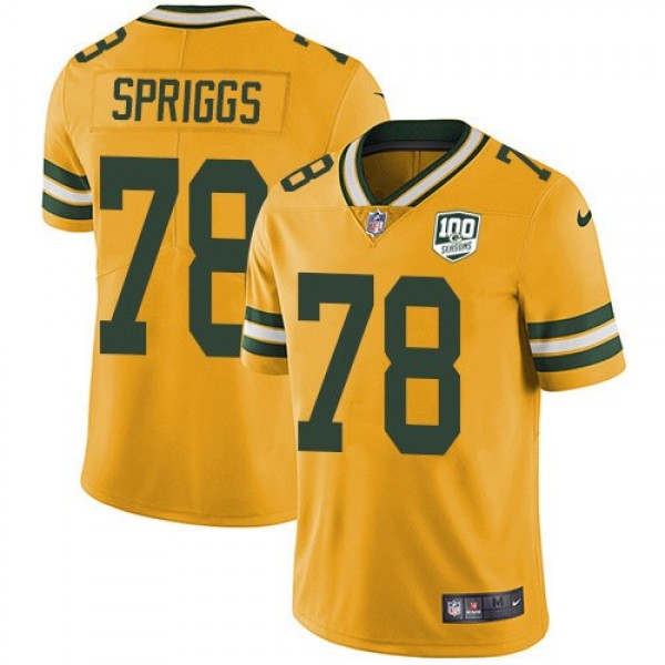 Nike Packers #78 Jason Spriggs Yellow Men's 100th Season Stitched NFL Limited Rush Jersey