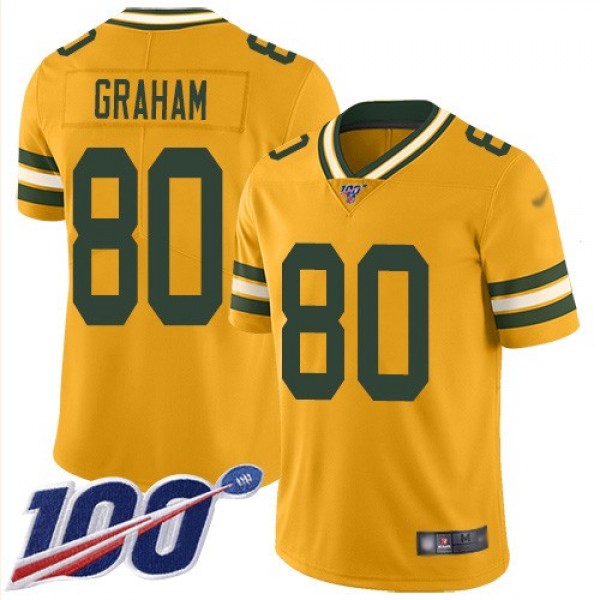 Nike Packers #80 Jimmy Graham Gold Men's Stitched NFL Limited Inverted Legend 100th Season Jersey