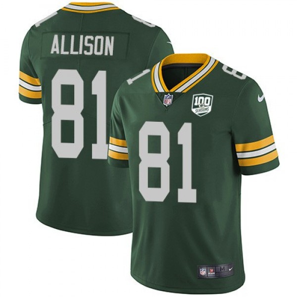 Nike Packers #81 Geronimo Allison Green Team Color Men's 100th Season Stitched NFL Vapor Untouchable Limited Jersey