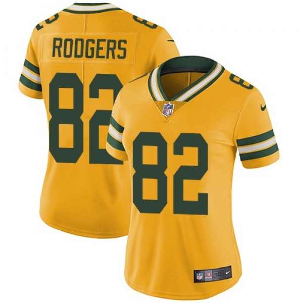 Women's Packers #82 Richard Rodgers Yellow Stitched NFL Limited Rush Jersey