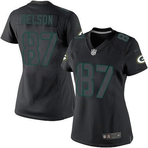 Women's Packers #87 Jordy Nelson Black Impact Stitched NFL Limited Jersey