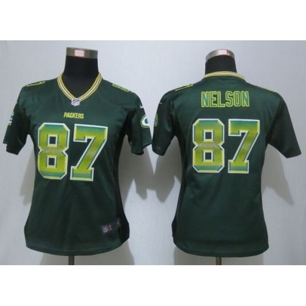 Women's Packers #87 Jordy Nelson Green Team Color Stitched NFL Elite Strobe Jersey