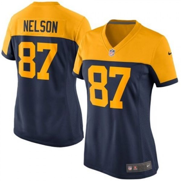 Women's Packers #87 Jordy Nelson Navy Blue Alternate Stitched NFL New Elite Jersey