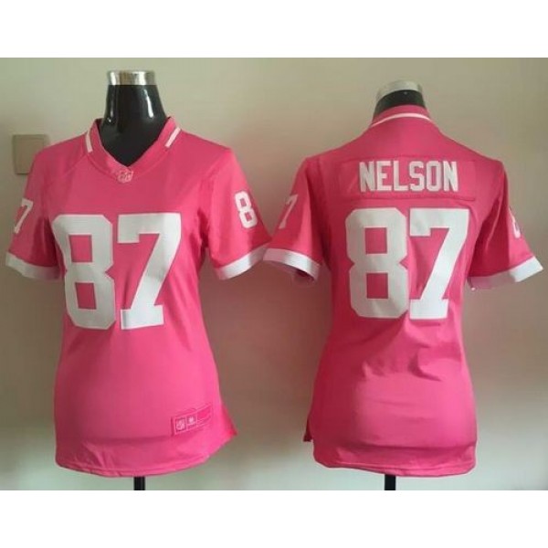 Women's Packers #87 Jordy Nelson Pink Stitched NFL Elite Bubble Gum Jersey