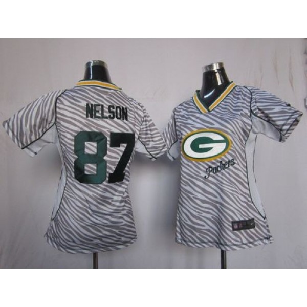 Women's Packers #87 Jordy Nelson Zebra Stitched NFL Elite Jersey