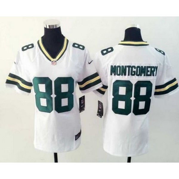 Women's Packers #88 Ty Montgomery White Stitched NFL Elite Jersey