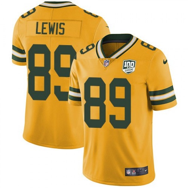 Nike Packers #89 Marcedes Lewis Yellow Men's 100th Season Stitched NFL Limited Rush Jersey