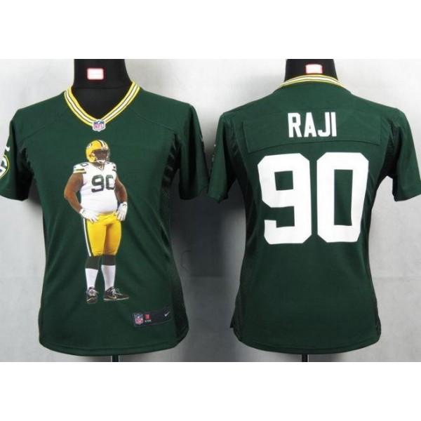 Women's Packers #90 B.J. Raji Green Team Color Portrait NFL Game Jersey