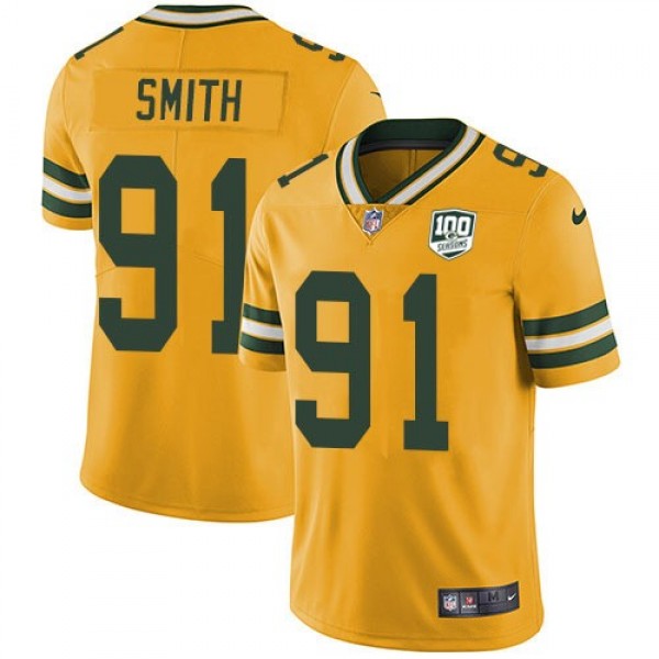 Nike Packers #91 Preston Smith Yellow Men's 100th Season Stitched NFL Limited Rush Jersey