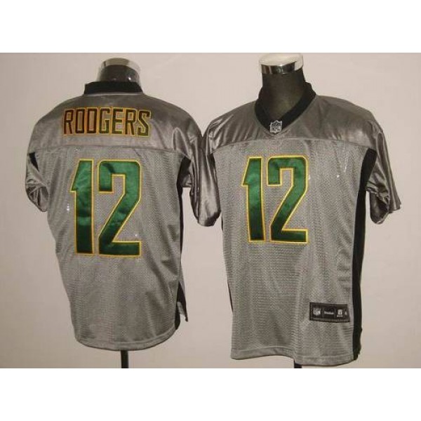 Packers #12 Aaron Rodgers Grey Shadow Stitched NFL Jersey