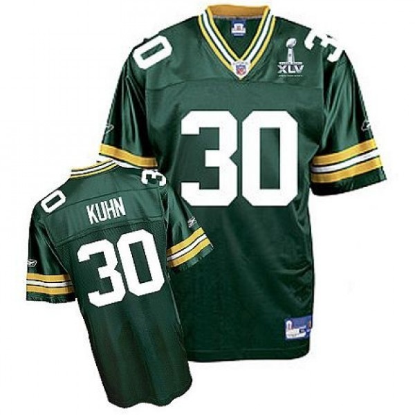 Packers #30 John Kuhn Green Super Bowl XLV Embroidered NFL Jersey