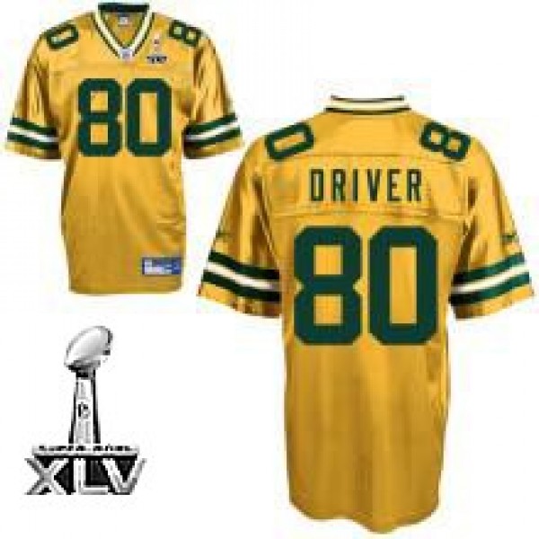 Packers #80 Donald Driver Yellow Super Bowl XLV Embroidered NFL Jersey