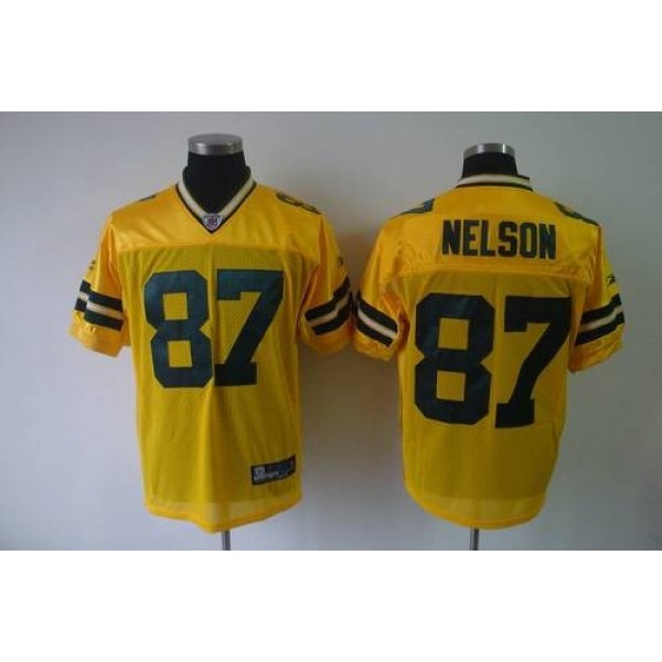 Packers #87 Jordy Nelson Yellow Stitched NFL Jersey