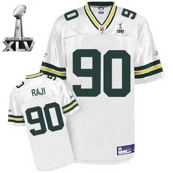 Packers #90 B.J. Raji White Super Bowl XLV Embroidered NFL Jersey