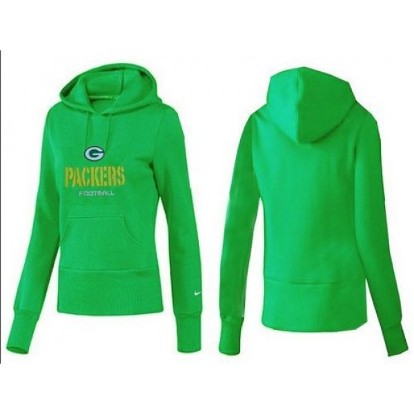 Women's Green Bay Packers Authentic Logo Pullover Hoodie Green Jersey