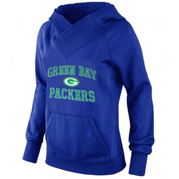 Women's Green Bay Packers Heart Soul Pullover Hoodie Blue Jersey