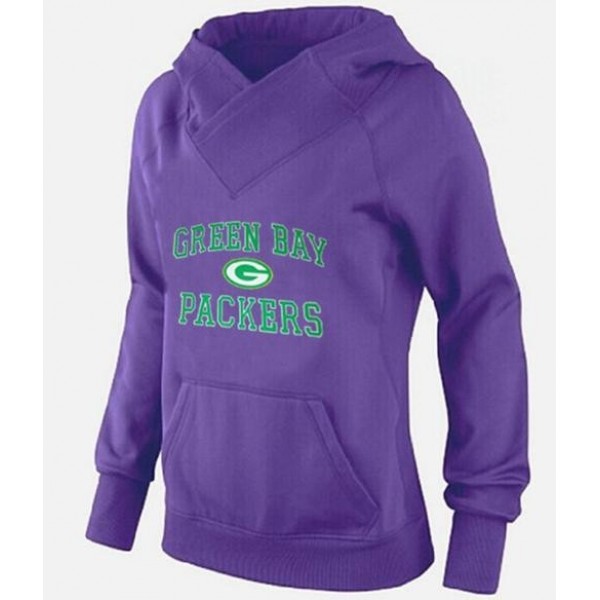 Women's Green Bay Packers Heart Soul Pullover Hoodie Purple Jersey