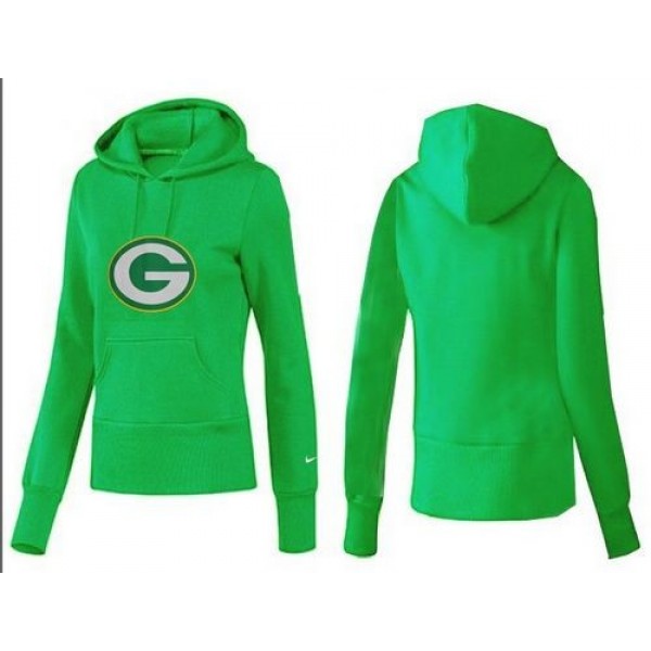 Women's Green Bay Packers Logo Pullover Hoodie Green Jersey