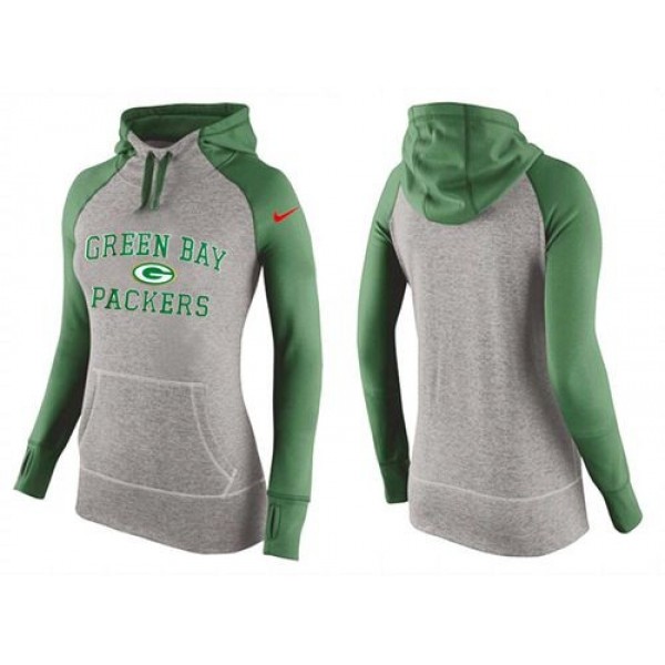 Women's Green Bay Packers Hoodie Grey Green Jersey