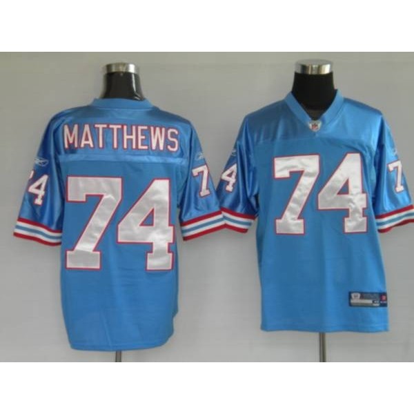 Oilers #74 Bruce Matthews Baby Blue Stitched NFL Jersey