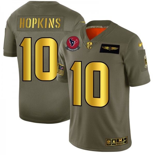 Houston Texans #10 DeAndre Hopkins NFL Men's Nike Olive Gold 2019 Salute to Service Limited Jersey