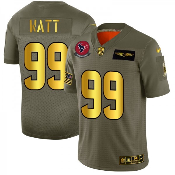 Houston Texans #99 J.J. Watt NFL Men's Nike Olive Gold 2019 Salute to Service Limited Jersey