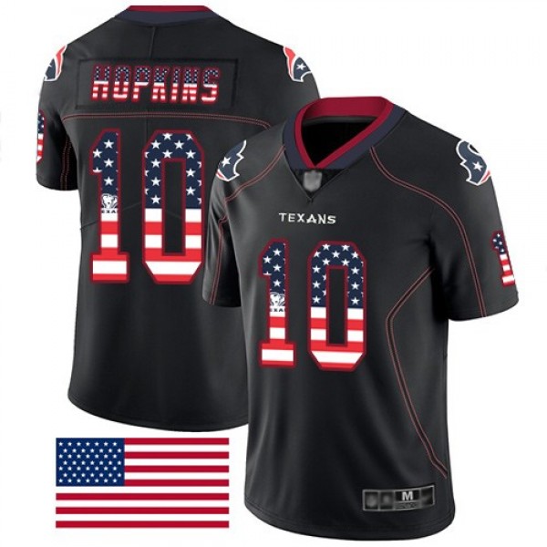 Nike Texans #10 DeAndre Hopkins Black Men's Stitched NFL Limited Rush USA Flag Jersey