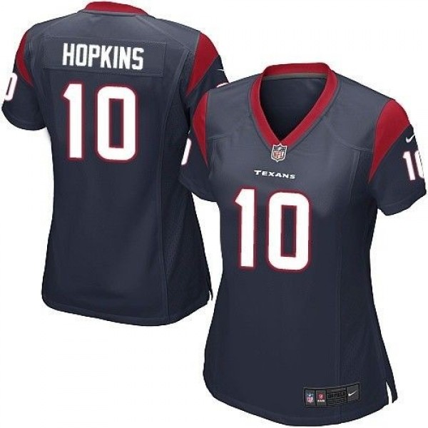 Women's Texans #10 DeAndre Hopkins Navy Blue Team Color Stitched NFL Elite Jersey