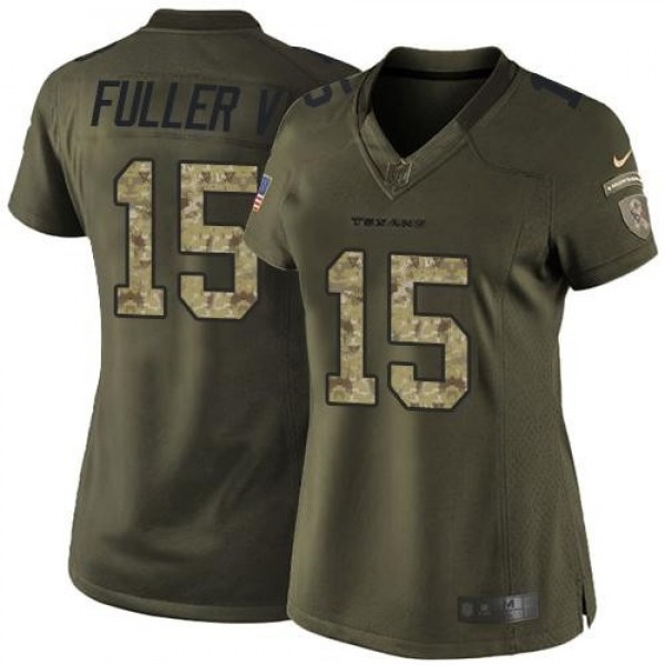 Women's Texans #15 Will Fuller V Green Stitched NFL Limited Salute to Service Jersey