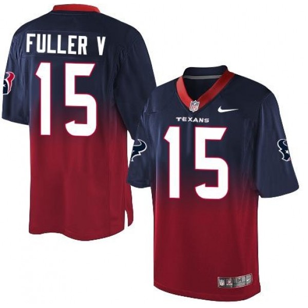 Nike Texans #15 Will Fuller V Navy Blue/Red Men's Stitched NFL Elite Fadeaway Fashion Jersey